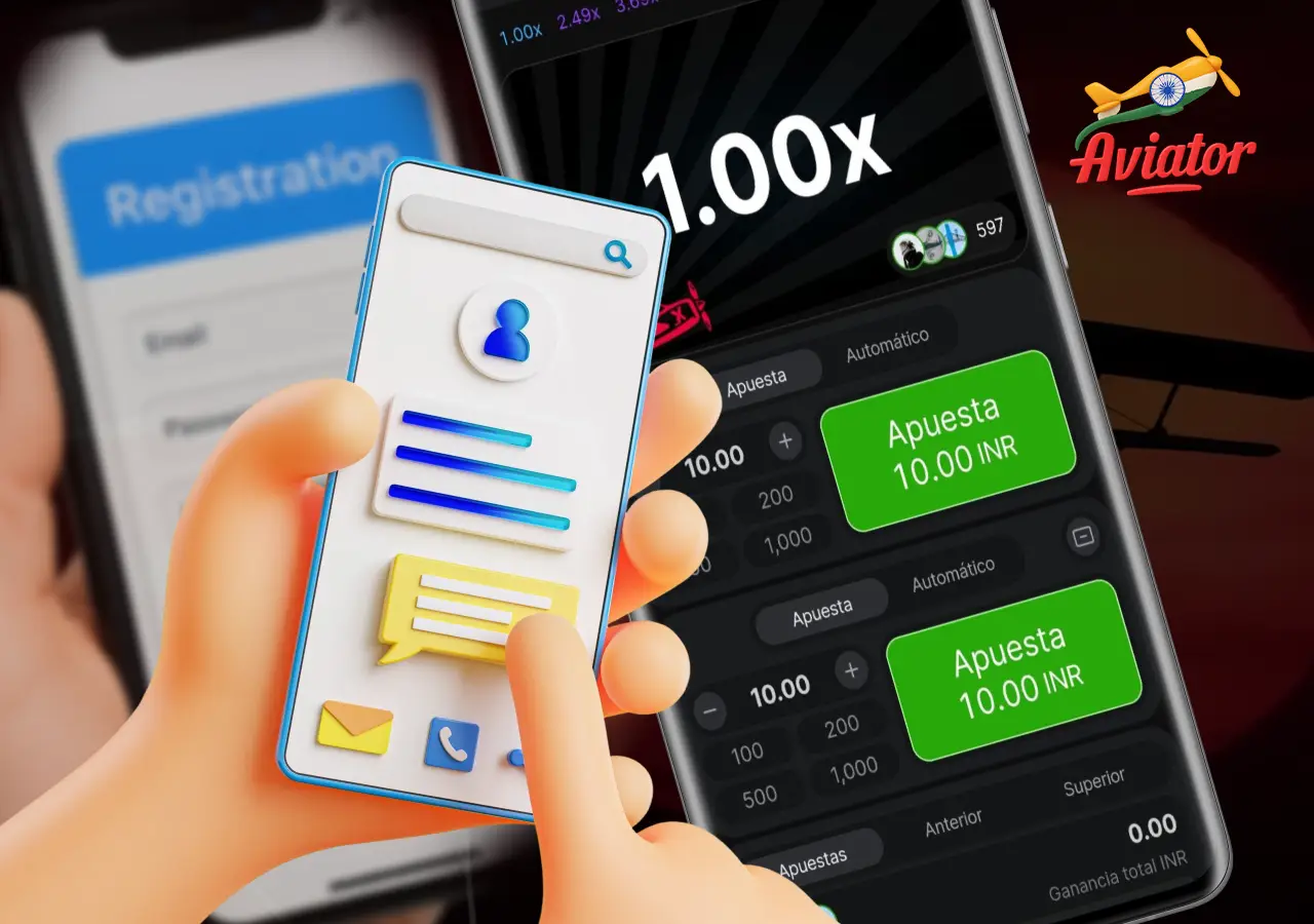 Account creation steps to access Aviator in Indian online casinos.